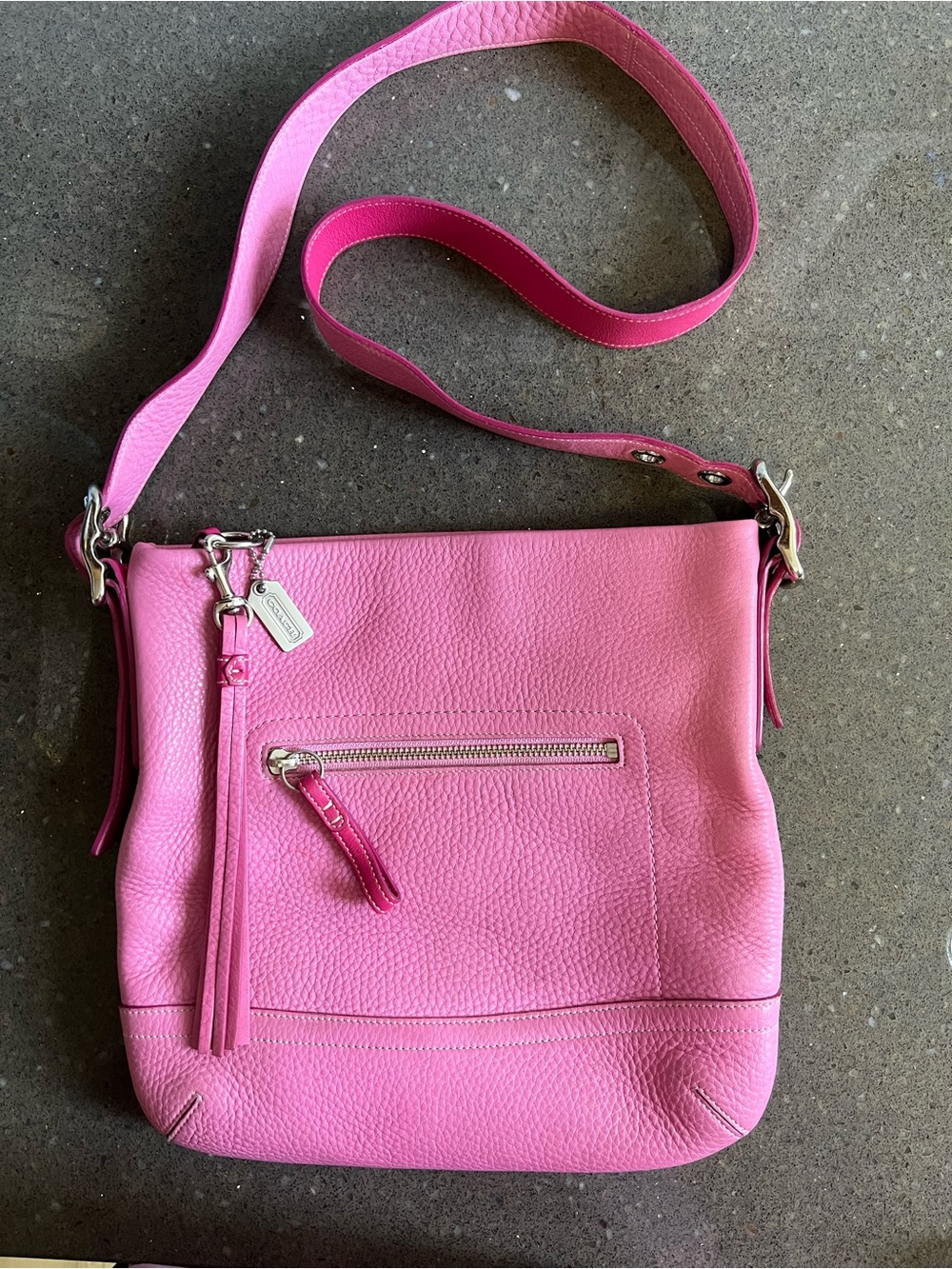 Vintage Coach Pink Pebbled Leather Shoulder Crossbody Slim Purse